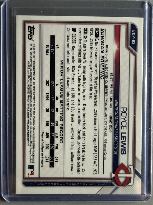 2021 Bowman #BCP-63 Royce Lewis Chrome Prospects