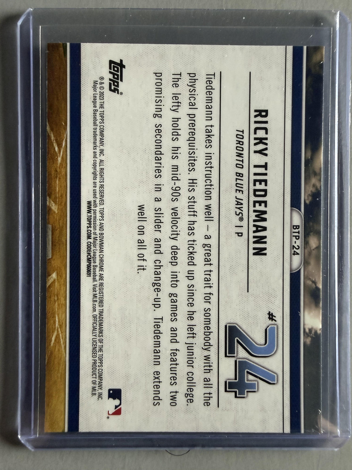 2023 Bowman #BTP-24 Ricky Tiedemann Bowman Scouts Top 100