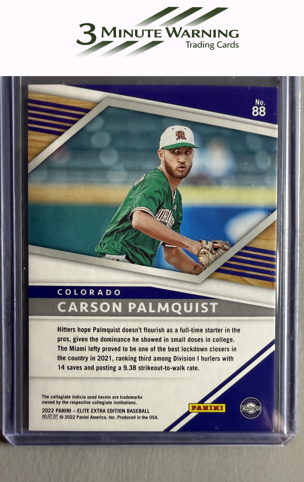 2022 Panini Elite Extra Edition #88 Carson Palmquist Status Red #/299