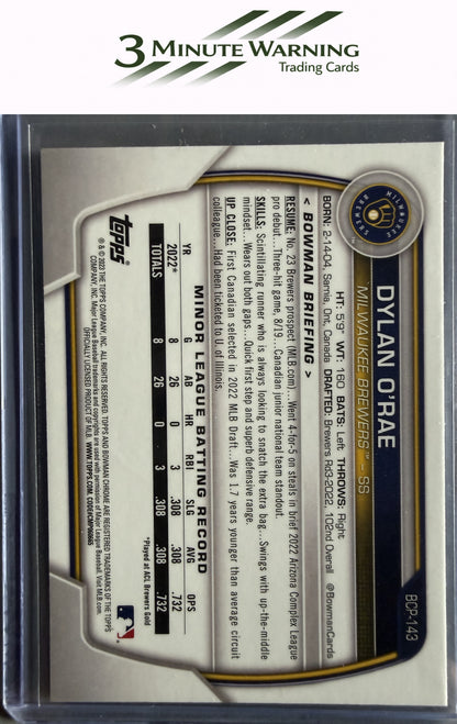 2023 Bowman #BCP-143 Dylan O'Rae Chrome Prospects
