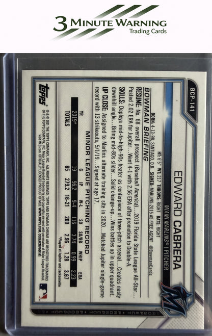 2021 Bowman #BCP-141 Edward Cabrera Chrome Prospects