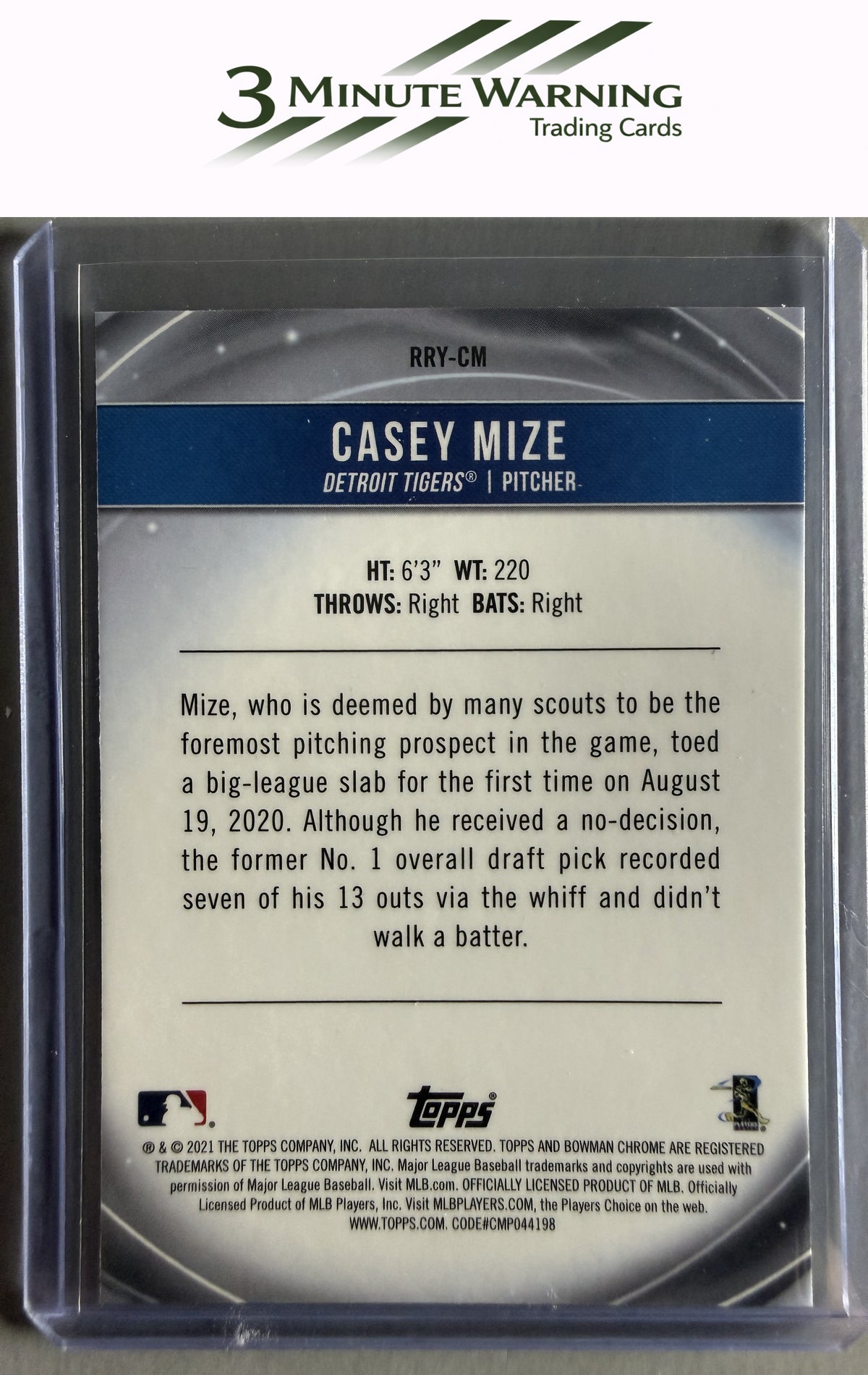 2021 Bowman #RRY-CM Casey Mize Chrome Rookie of the Year Favorites