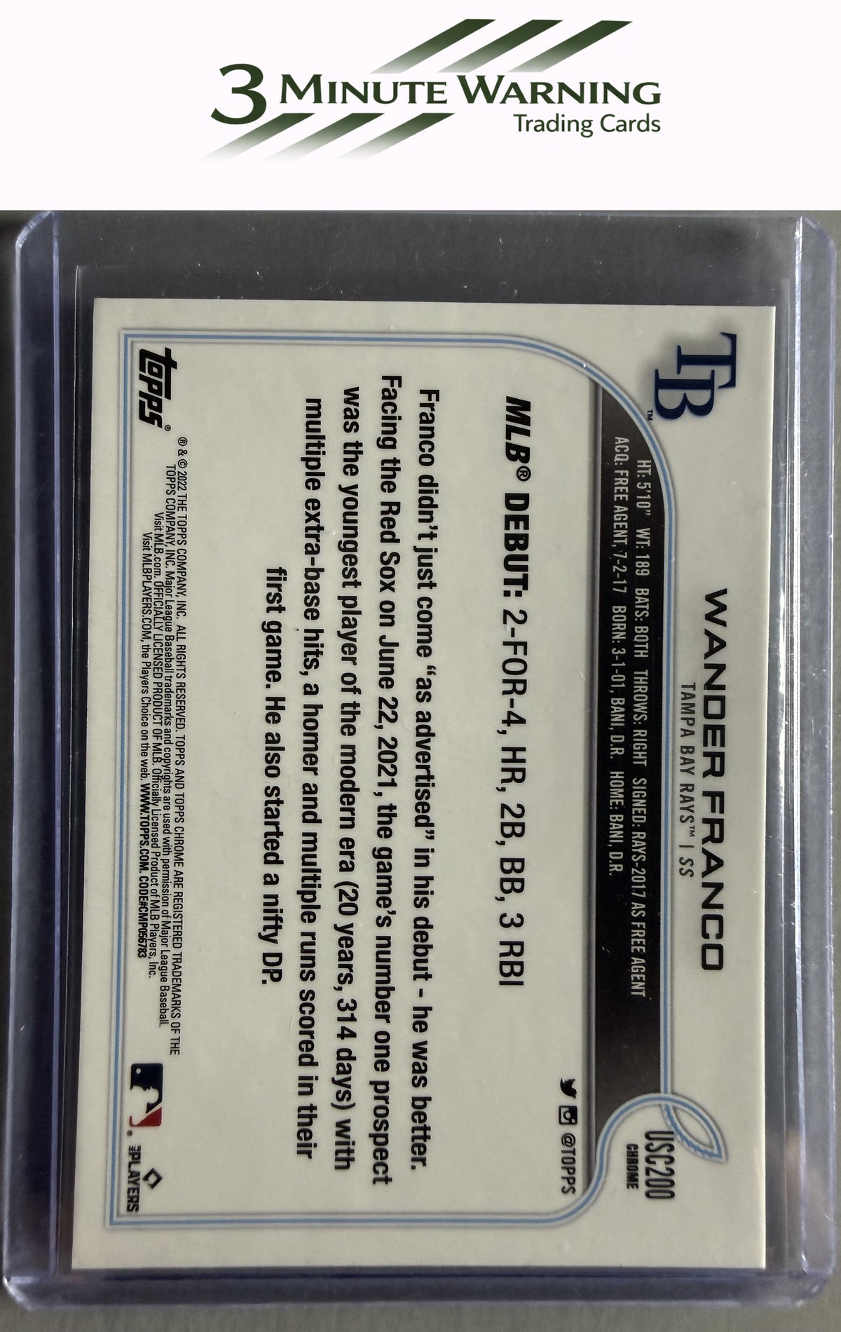 2022 Topps Chrome Update #USC200 Wander Franco Purple Refractor