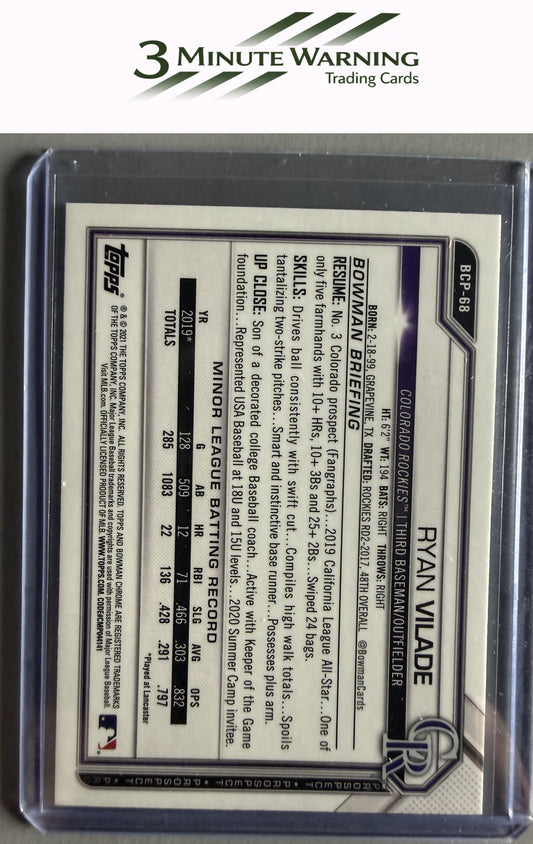 2021 Bowman #BCP-68 Ryan Vilade Chrome Prospects