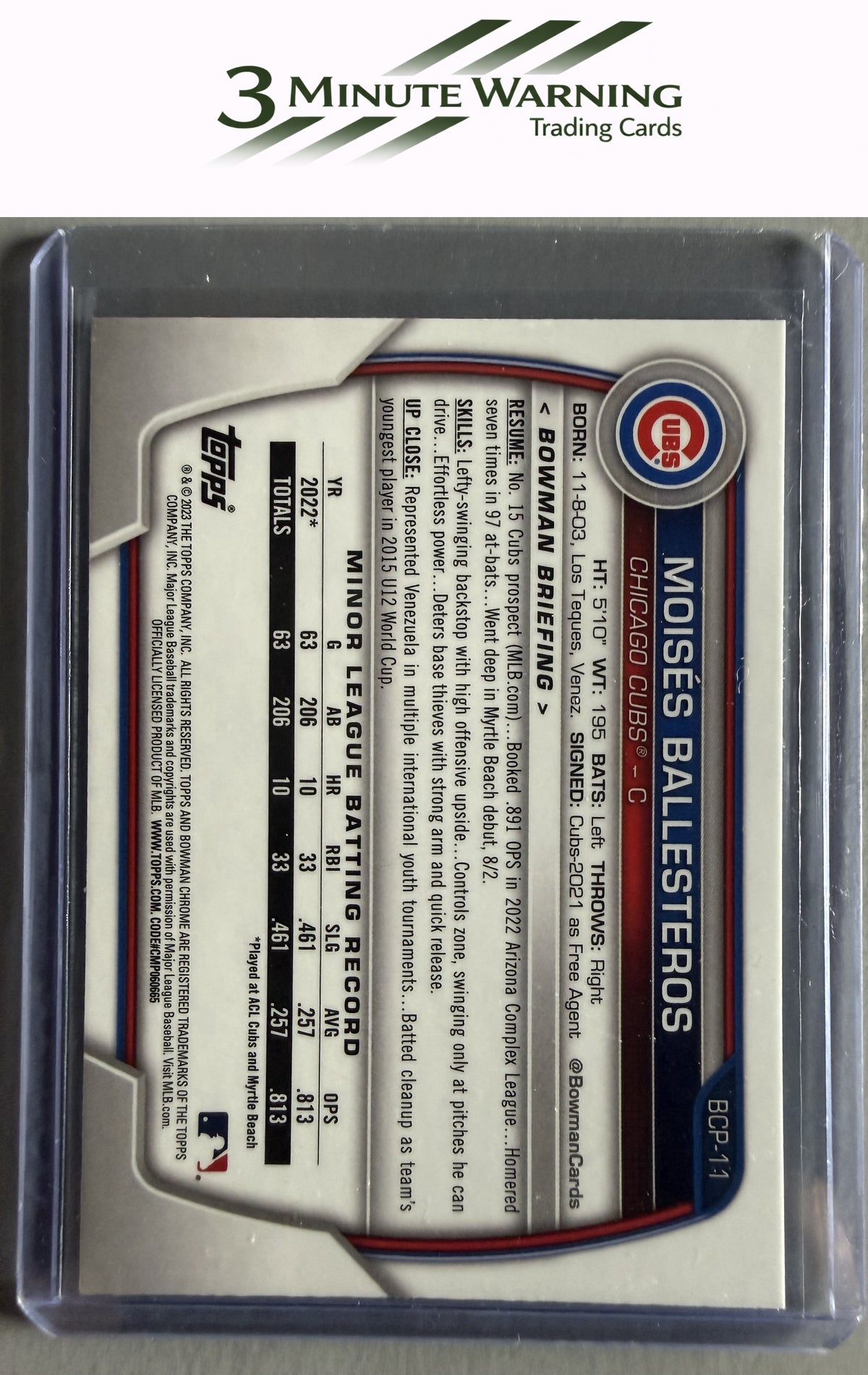 2023 Bowman #BCP-11 Moises Ballesteros Chrome Prospects