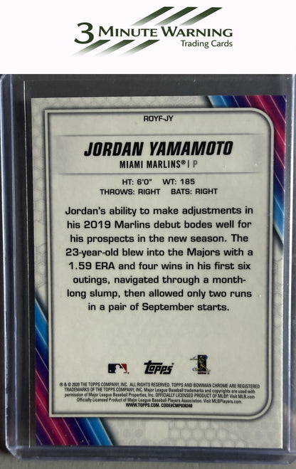 2020 Bowman #ROYF-JY Jordan Yamamoto Chrome Rookie of the Year Favorites