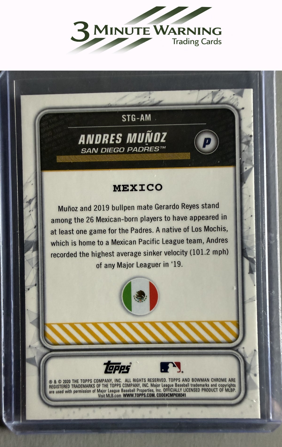 2020 Bowman #STG-AM Andres Muñoz Chrome Spanning the Globe
