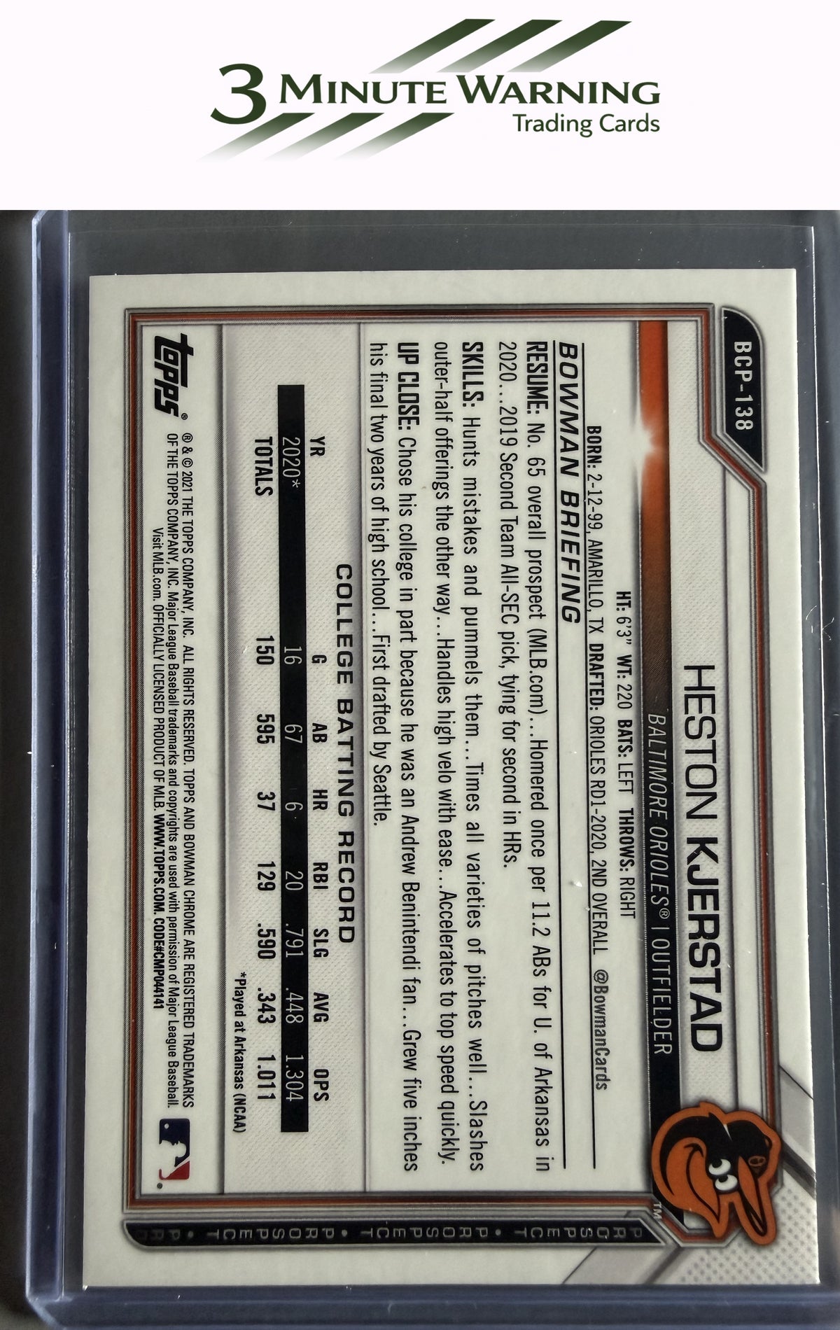 2021 Bowman #BCP-138 Heston Kjerstad Chrome Prospects
