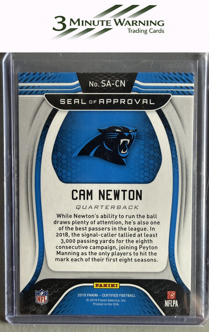 2019 Panini Certified #SA-CN Cam Newton Seal of Approval