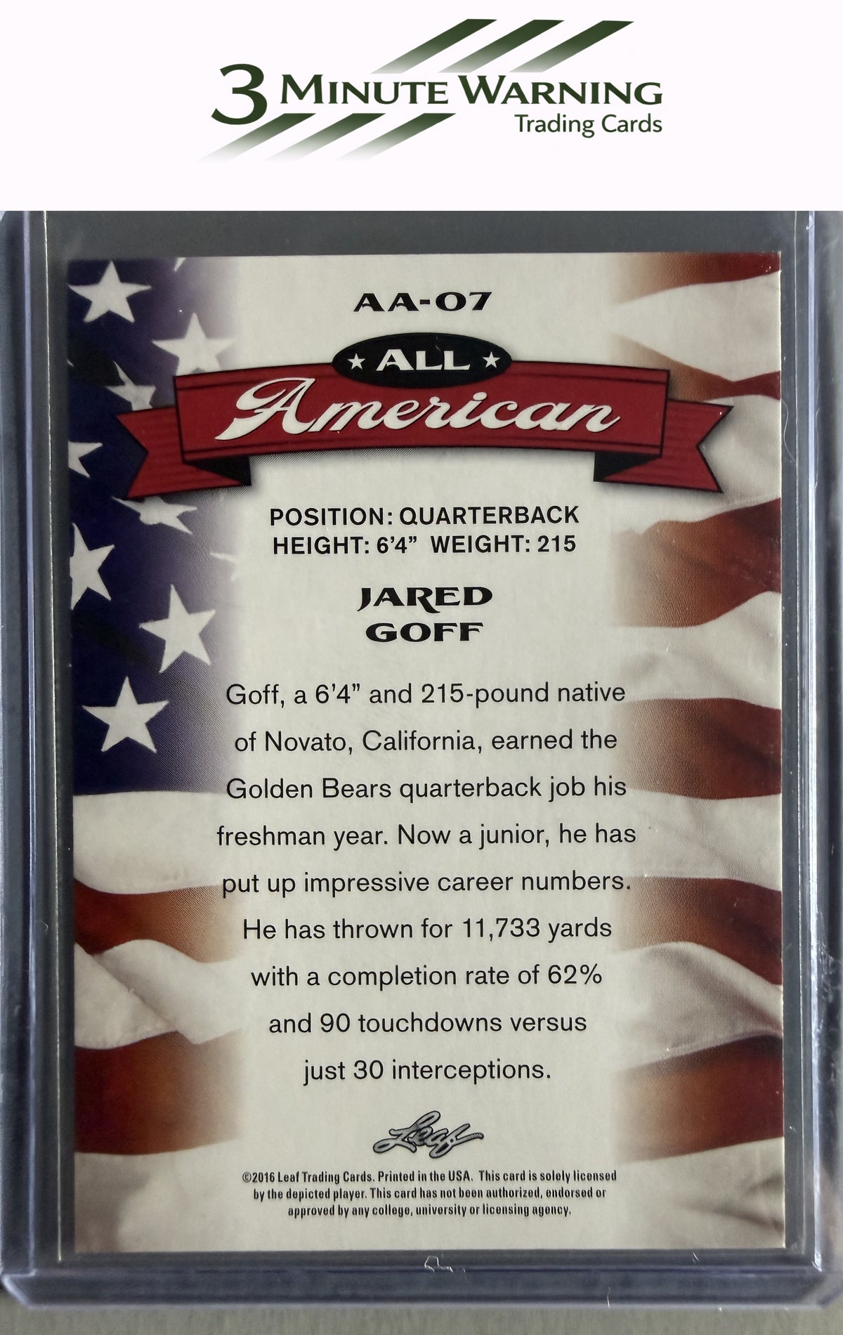 2016 Leaf Draft #AA-07 Jared Goff All American