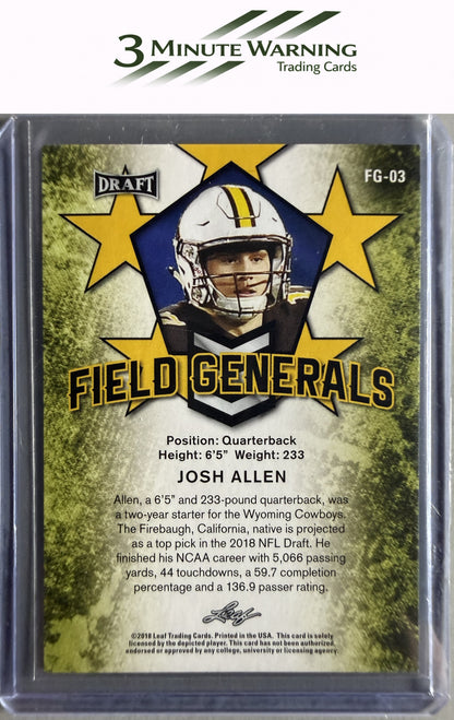 2018 Leaf Draft #FG-03 Josh Allen Field Generals