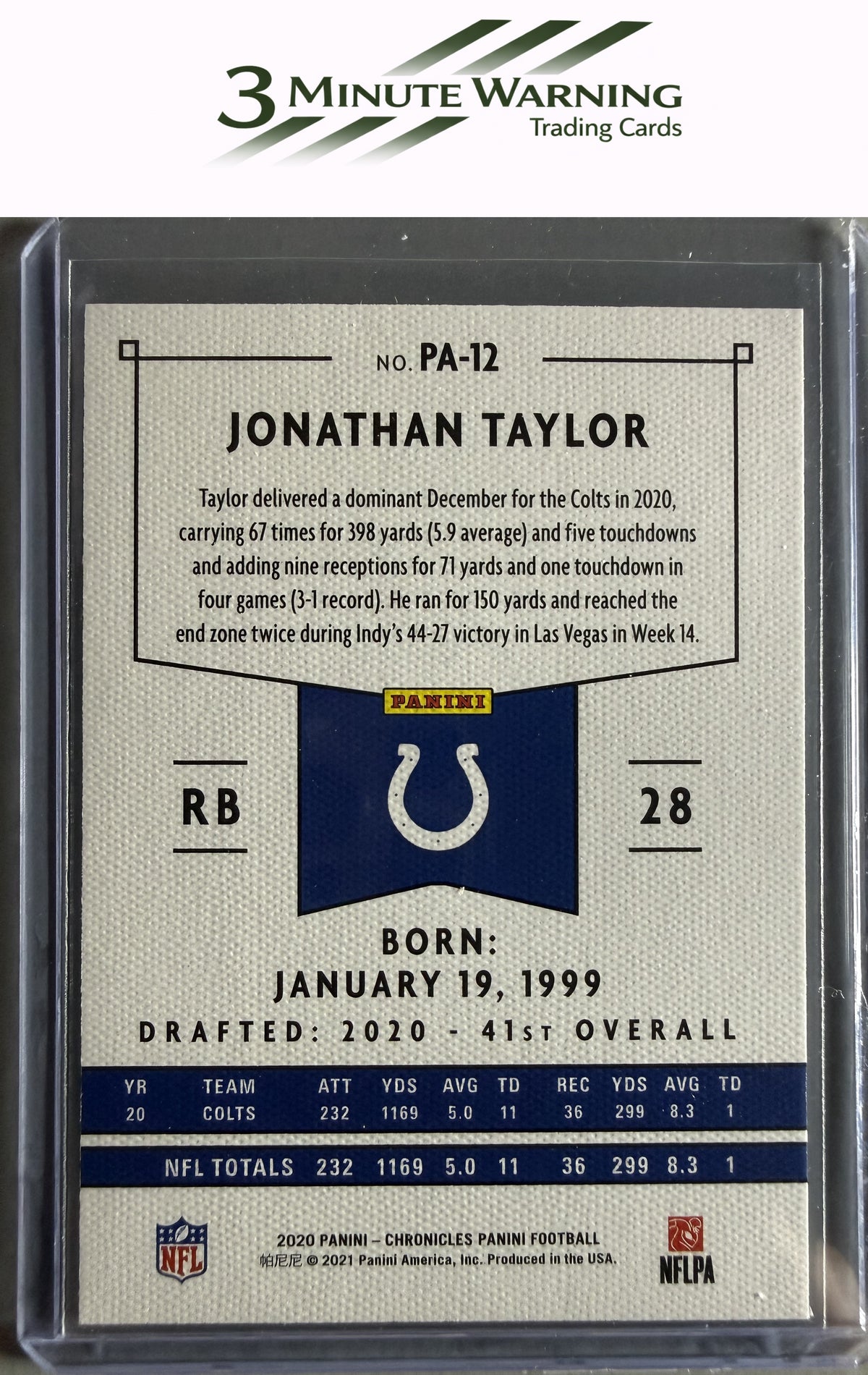 2020 Panini Chronicles #PA-12 Jonathan Taylor Panini