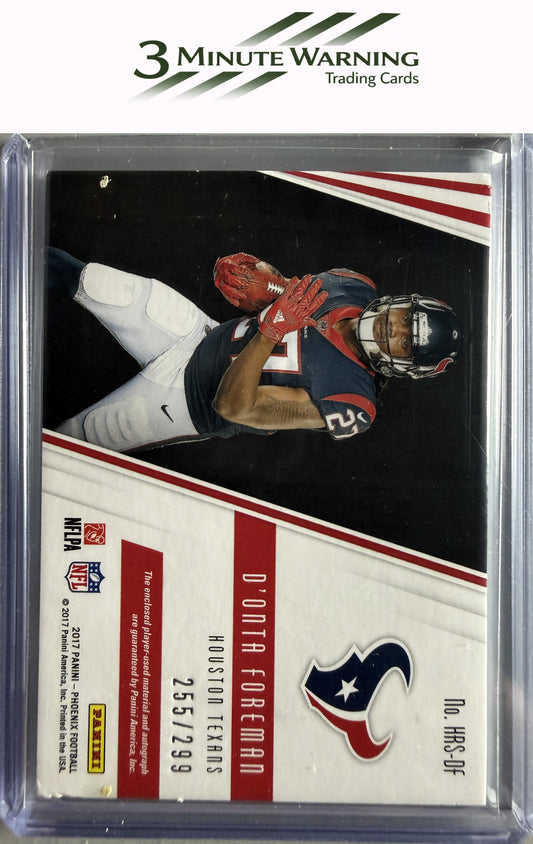 2017 Panini Phx #HRS-DF D'Onta Foreman Hot Rookie Materials Sig Football #/299