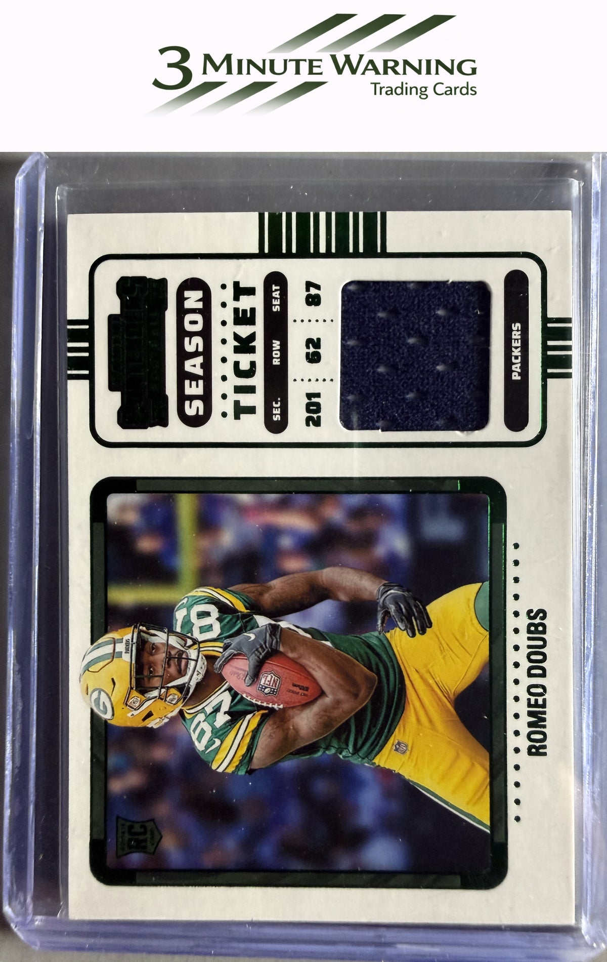 2022 Panini Contenders #RSV-RDO Romeo Doubs Rookie Ticket Swatches Variation