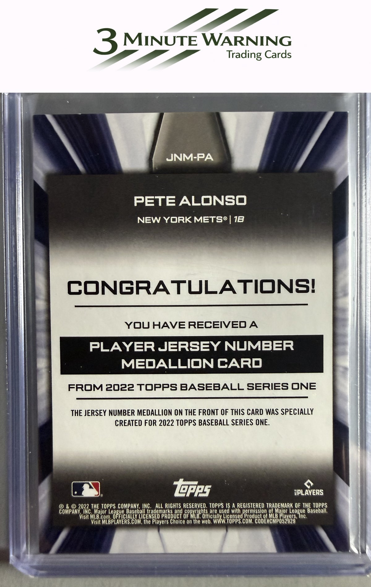 2022 Topps #JNM-PA Pete Alonso Player Jersey Number Medallion