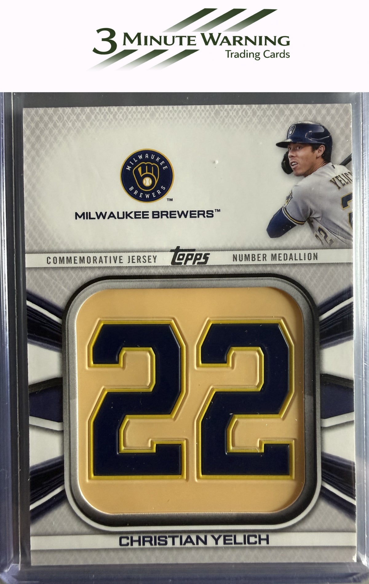 2022 Topps #JNM-CY Christian Yelich Player Jersey Number Medallion
