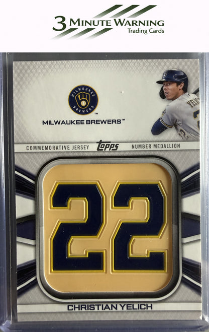 2022 Topps #JNM-CY Christian Yelich Player Jersey Number Medallion