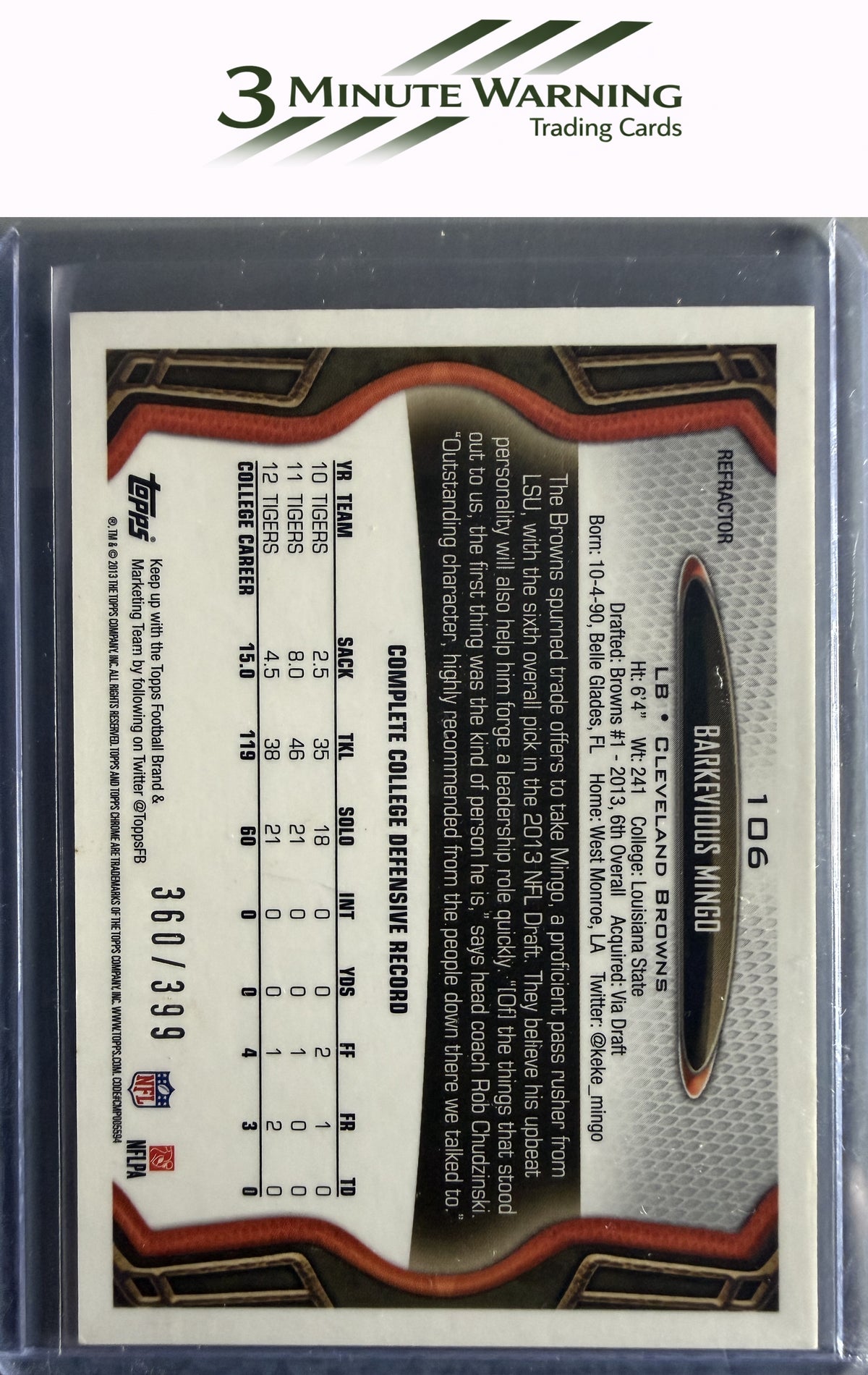 2013 Topps #282 Barkevious Mingo Pink #/399