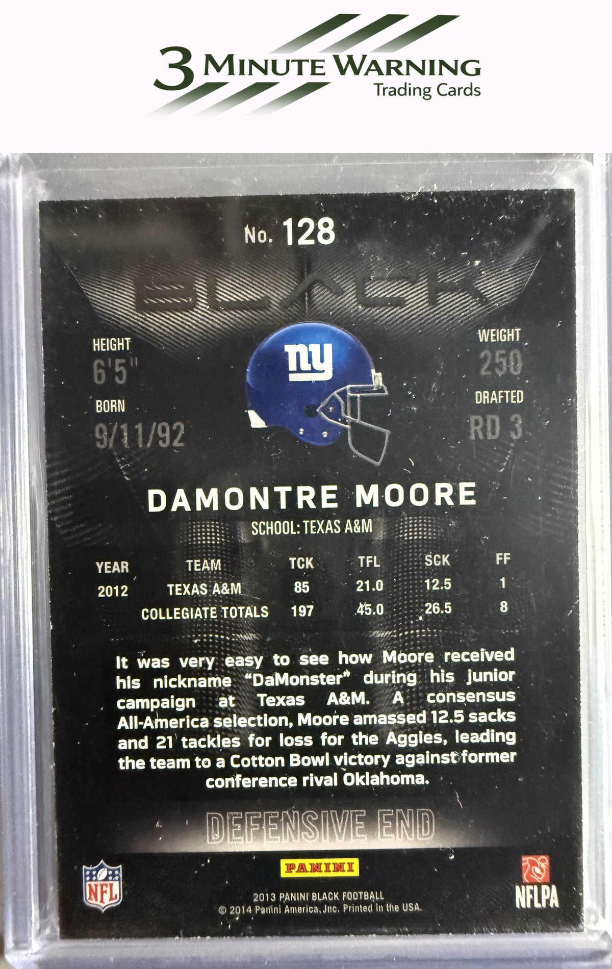 2013 Panini Black #128 Damontre Moore #/399