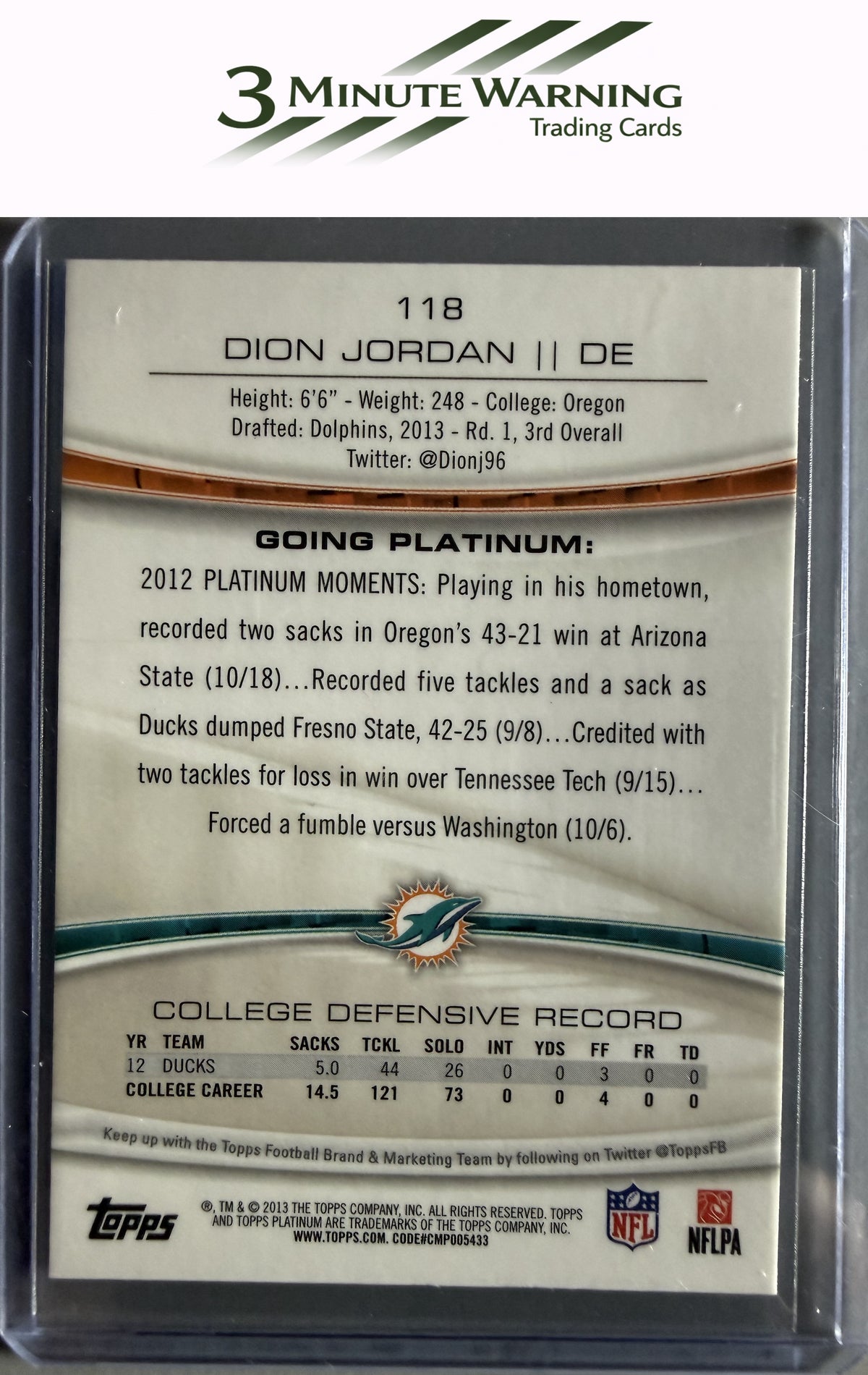 2013 Topps Platinum #118 Dion Jordan