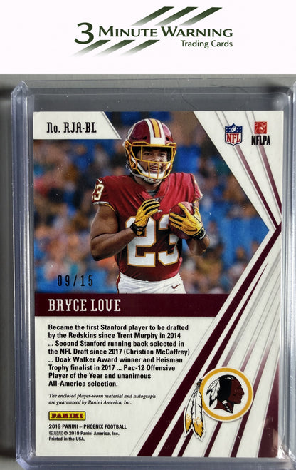 2019 Panini Phoenix #RJA-BL Bryce Love RPS Rookie Auto Jersey Green Prime #/15