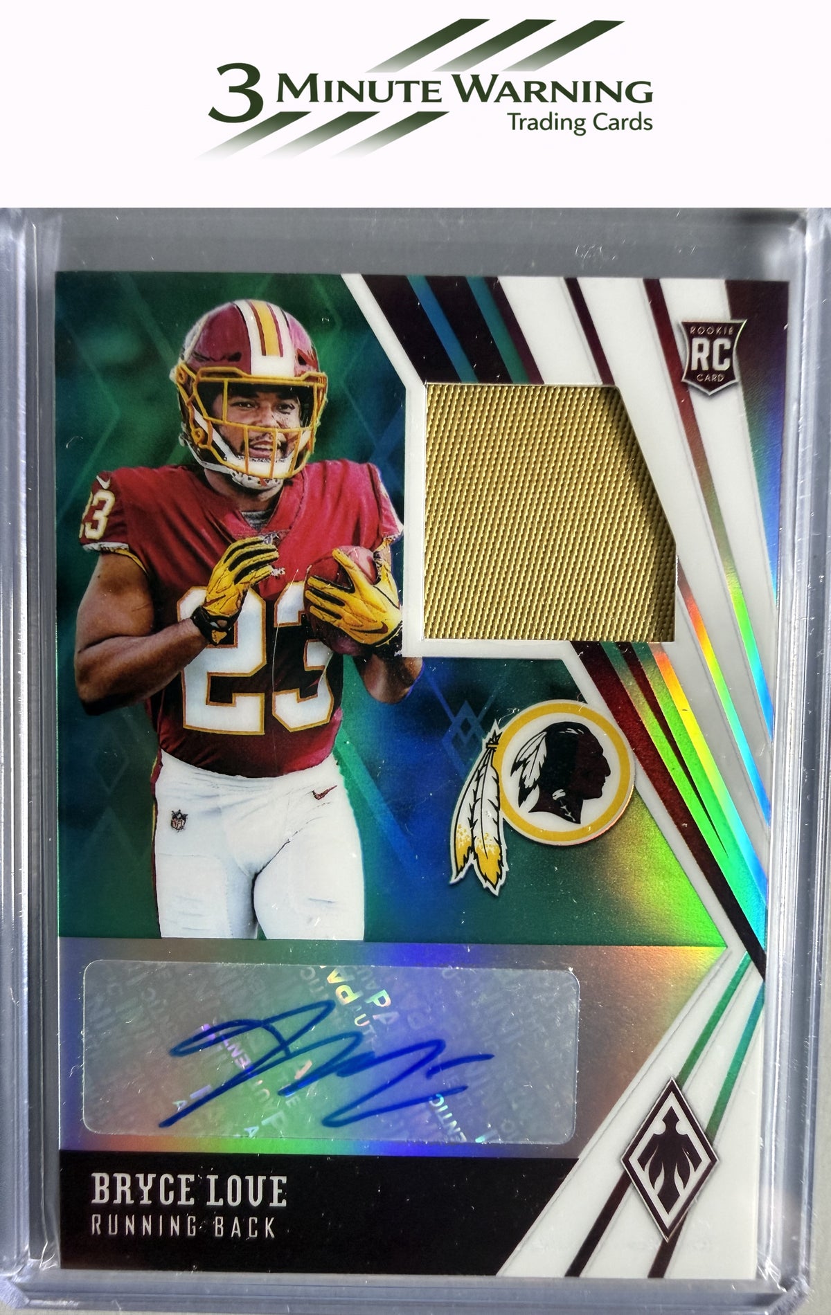 2019 Panini Phoenix #RJA-BL Bryce Love RPS Rookie Auto Jersey Green Prime #/15