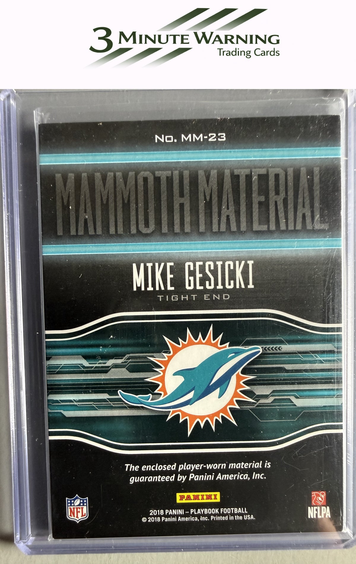 2018 Panini Playbook #MM-23 Mike Gesicki Mammoth Material Relics #/199