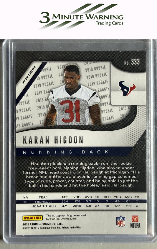 2019 Panini Prizm #333 Karan Higdon Prizm