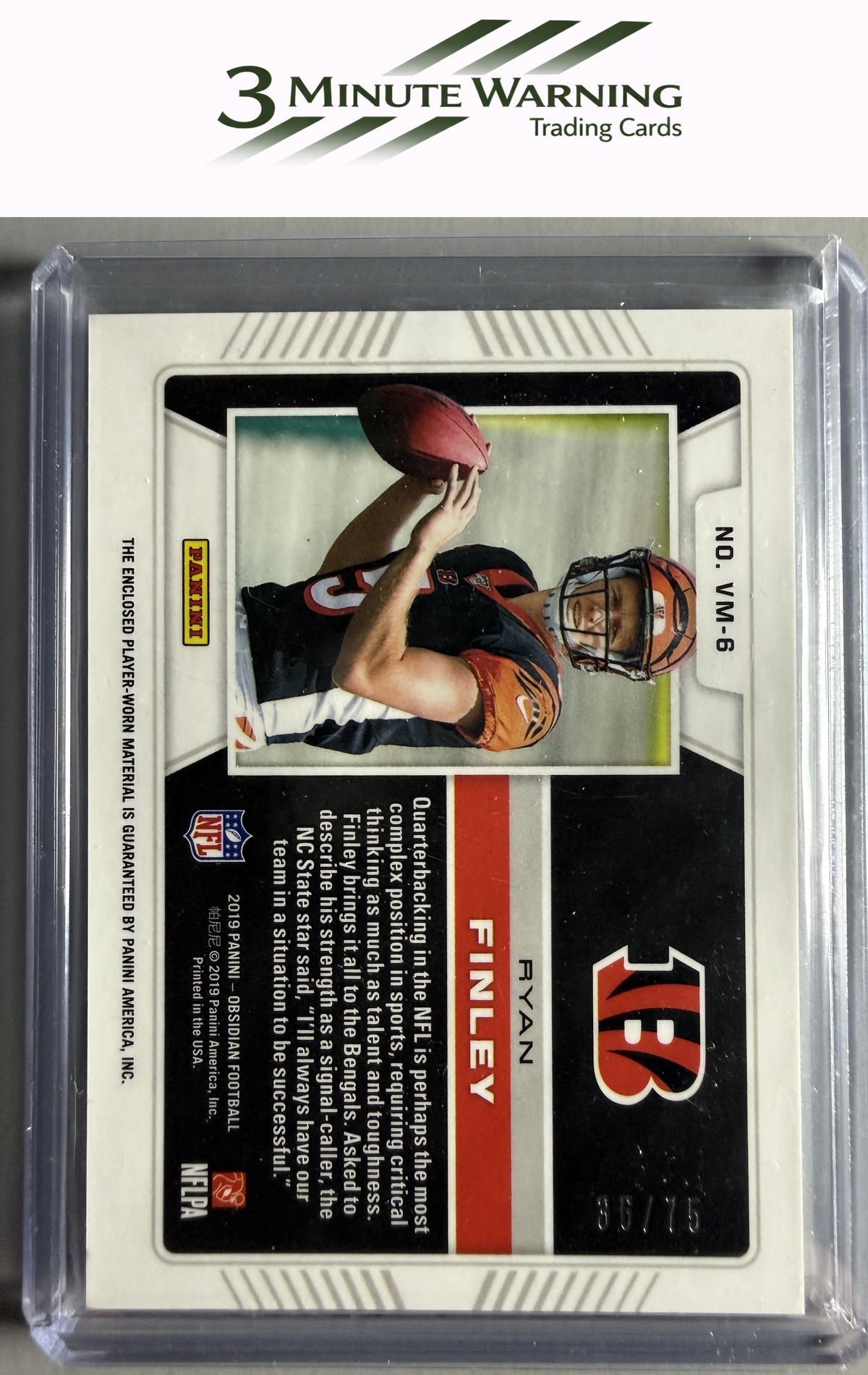 2019 Panini Obsidian #VM-6 Ryan Finley Volcanic Material #/75