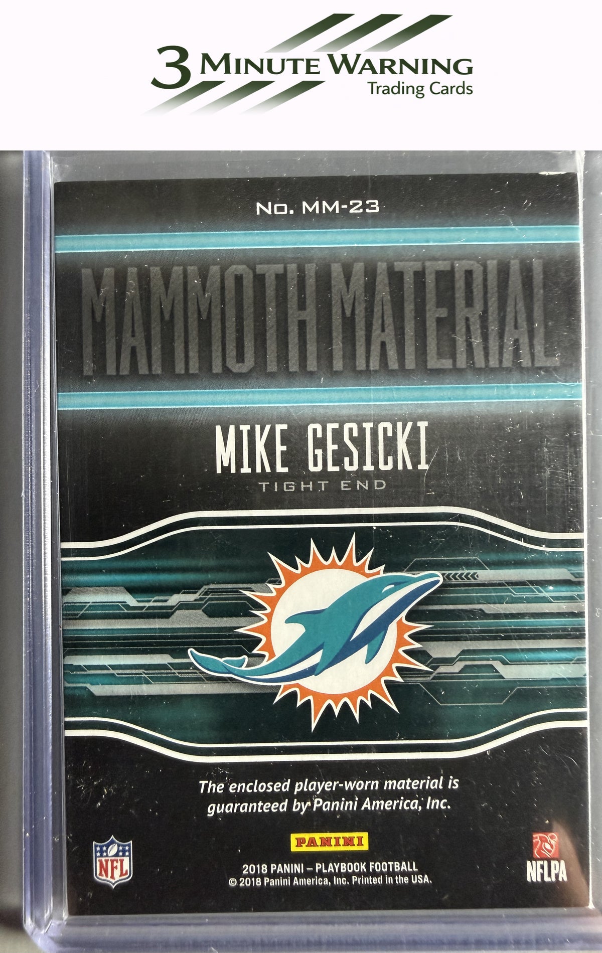 2018 Panini Playbook #MM-23 Mike Gesicki Mammoth Material Relics #/199