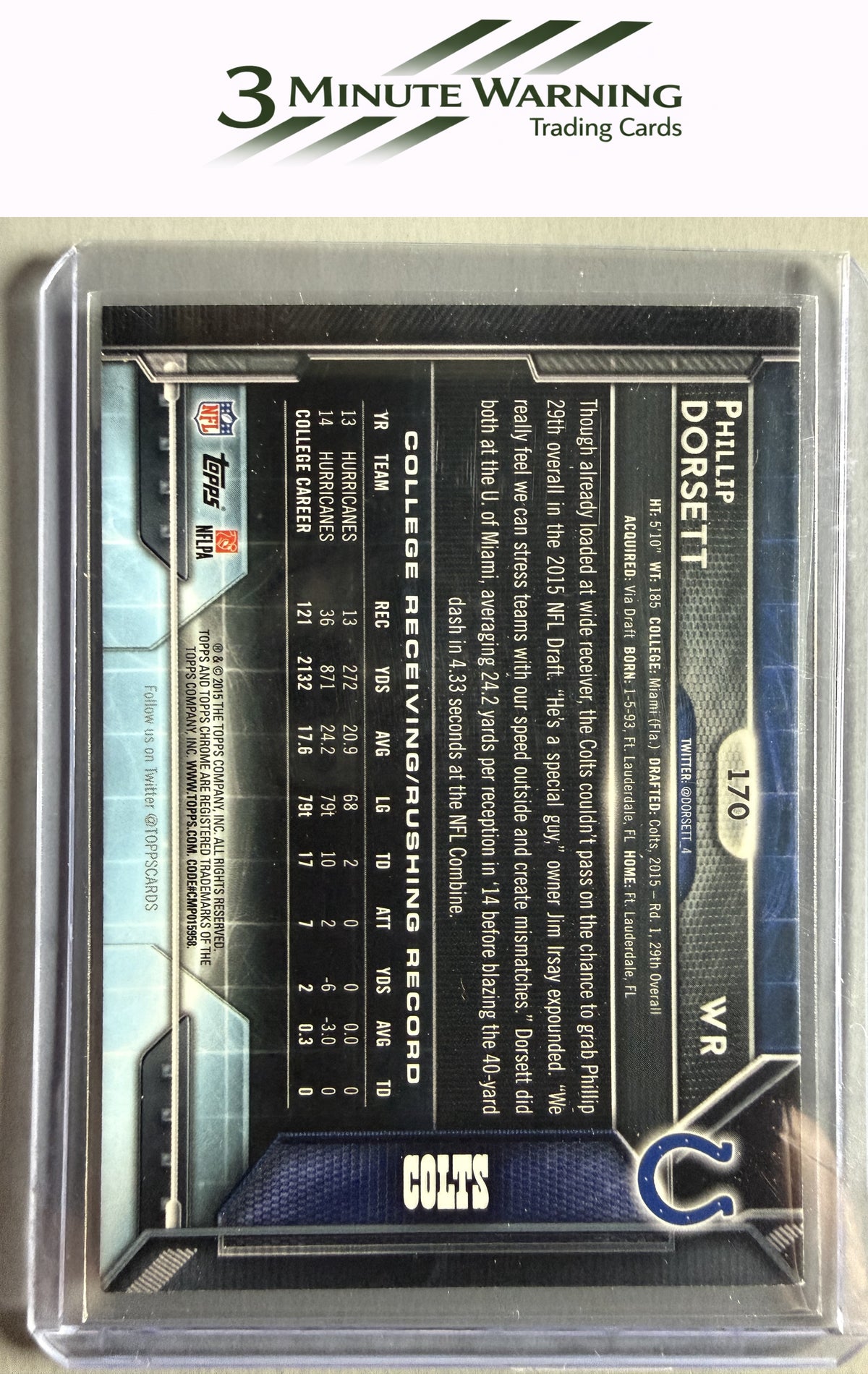 2015 Topps Chrome #170 Phillip Dorsett Orange Refractor