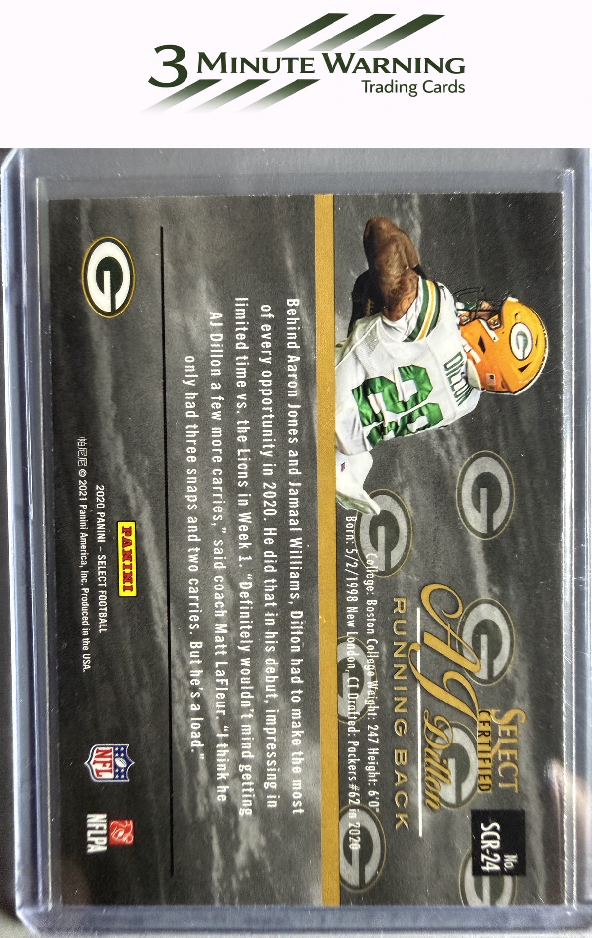2020 Panini Select #SCR-24 AJ Dillon Select Certified Rookies