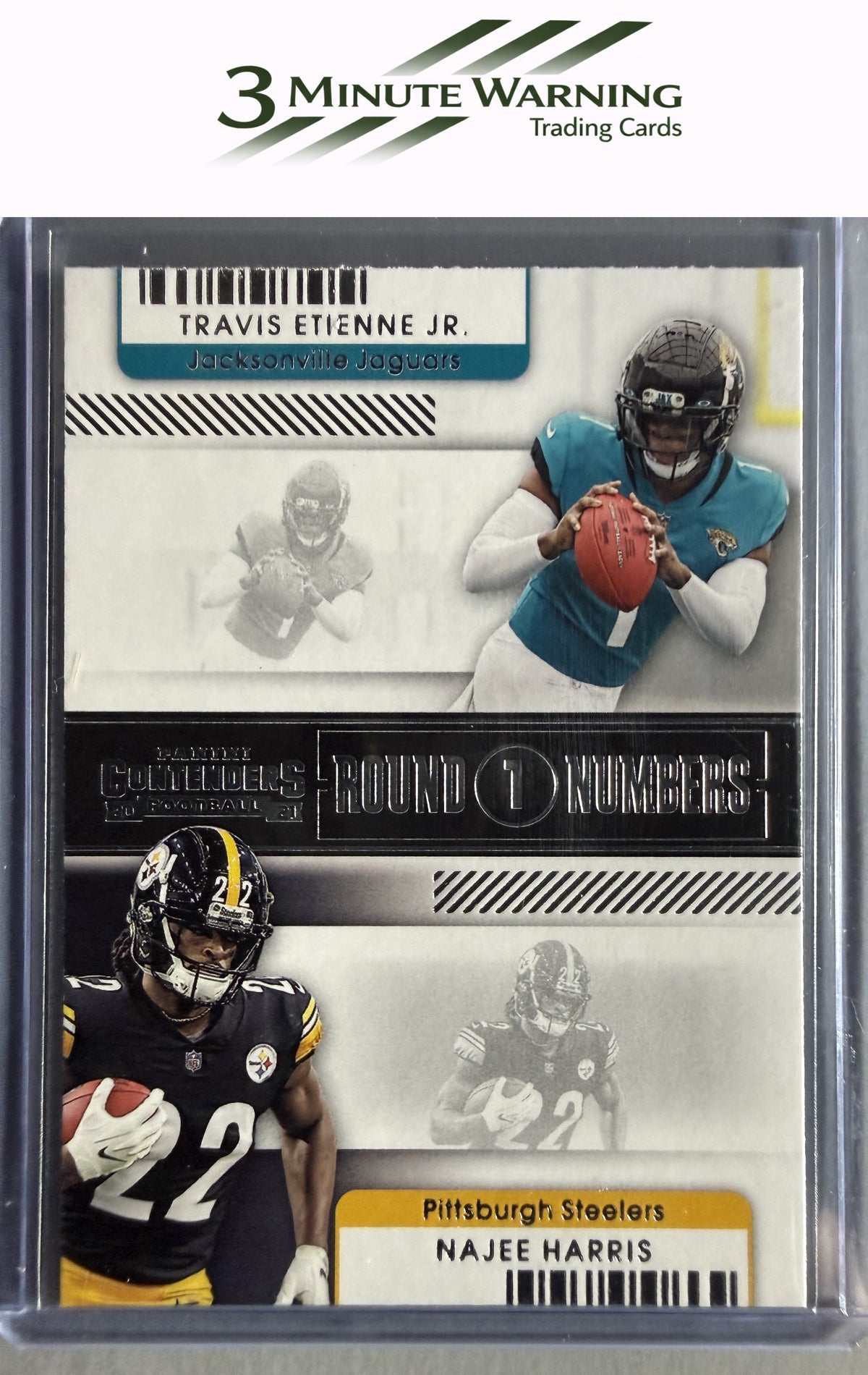 2021 Panini Contenders #RN-TET Travis Etienne Jr. / Najee Harris Round Numbers