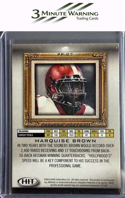 2019 SAGE HIT #PP-07 Marquise Brown Premium Portrait