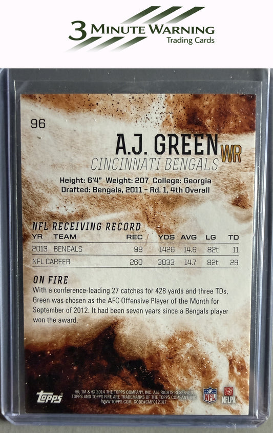 2014 Topps Fire #96 A.J. Green Green #/99
