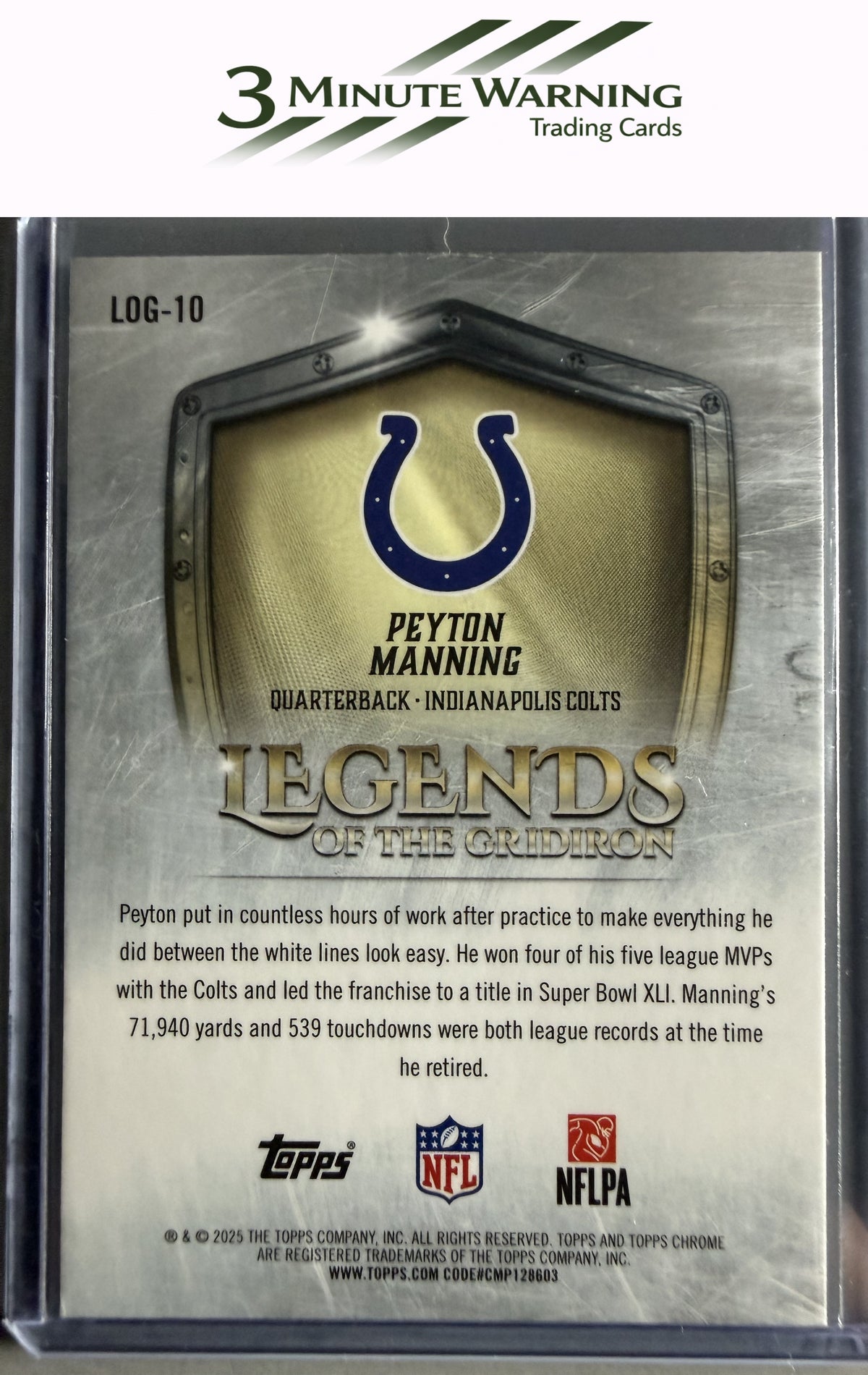 2025 Topps Chrome #LOG-10 Peyton Manning Legends of the Gridiron