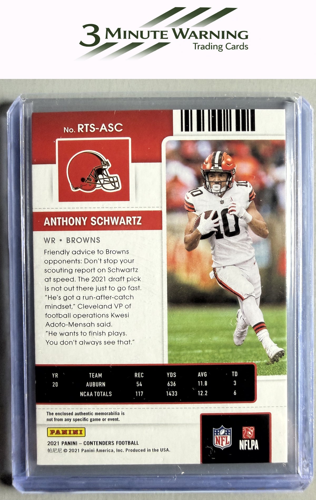 2021 Panini Contenders #RTS-ASC Anthony Schwartz Rookie Ticket Swatches