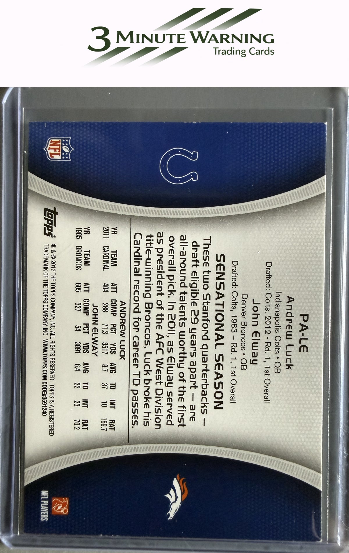 2012 Topps #PA-LE Andrew Luck / John Elway Paramount Pairs