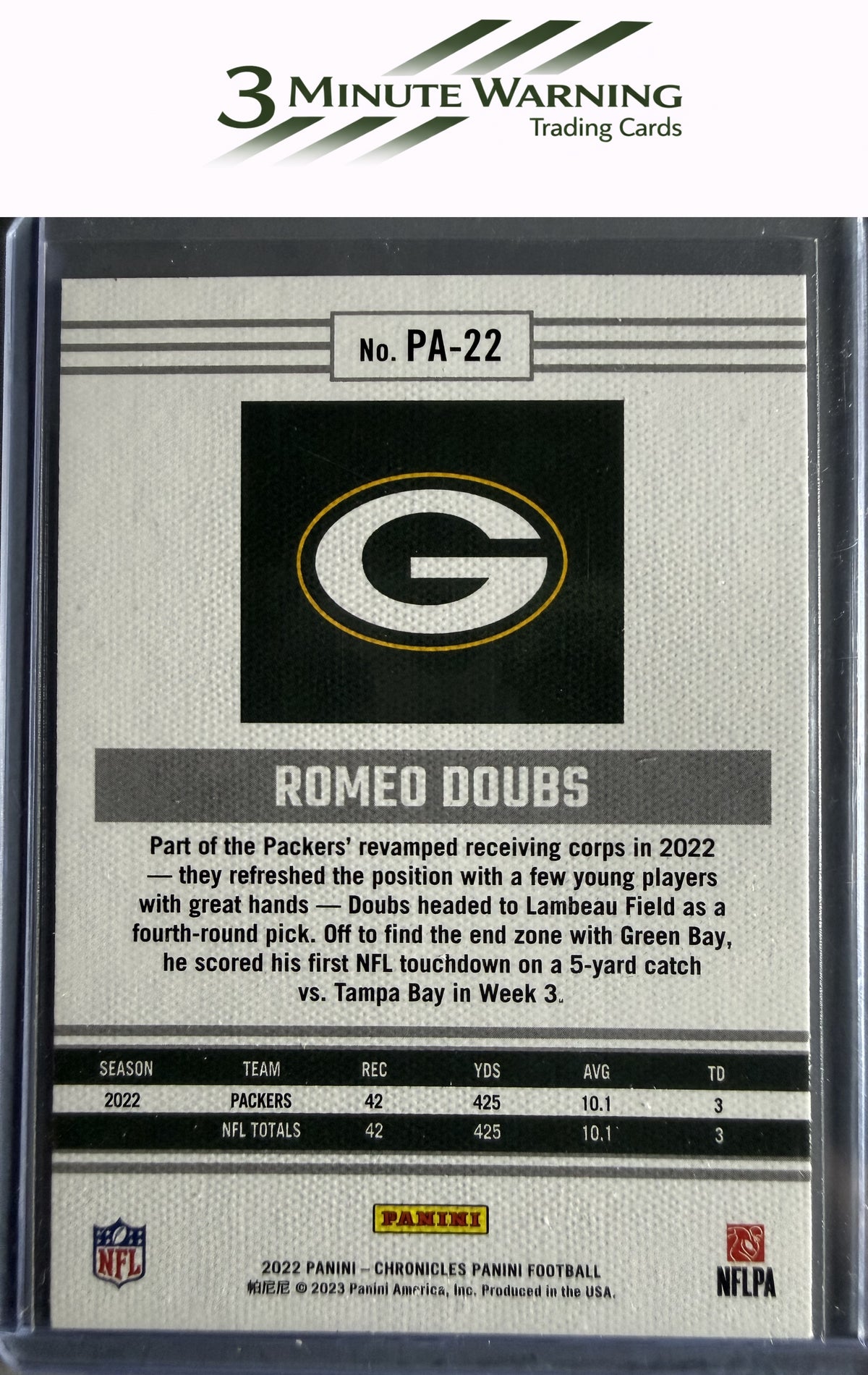 2022 Panini Chronicles #PA-22 Romeo Doubs Panini