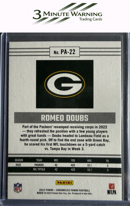 2022 Panini Chronicles #PA-22 Romeo Doubs Panini