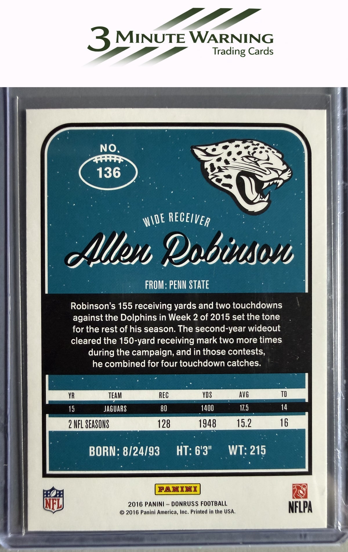 2016 Donruss #136 Allen Robinson Press Proofs Blue