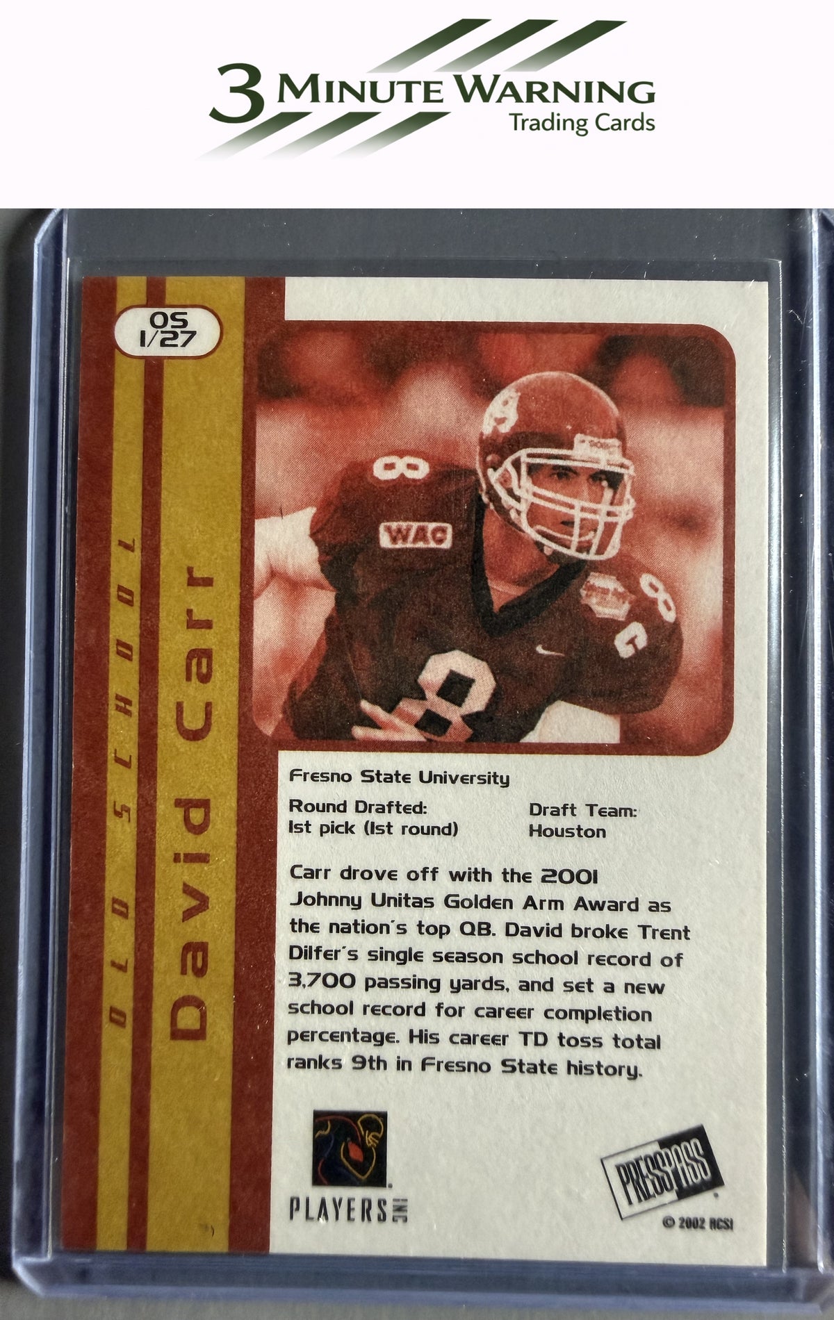2002 Press Pass JE #OS1 David Carr Old School