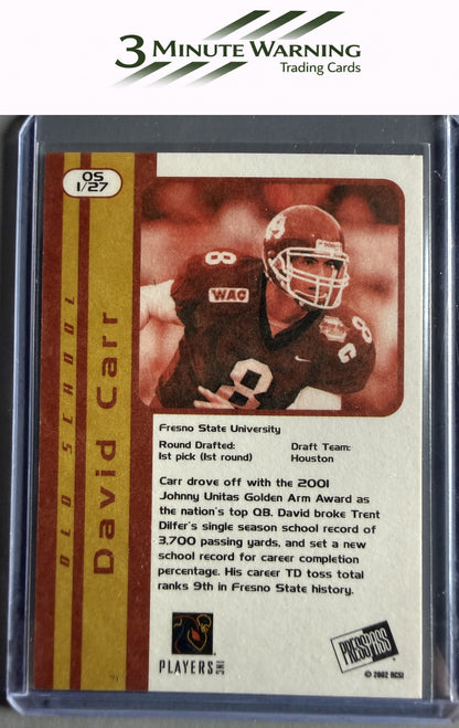 2002 Press Pass JE #OS1 David Carr Old School