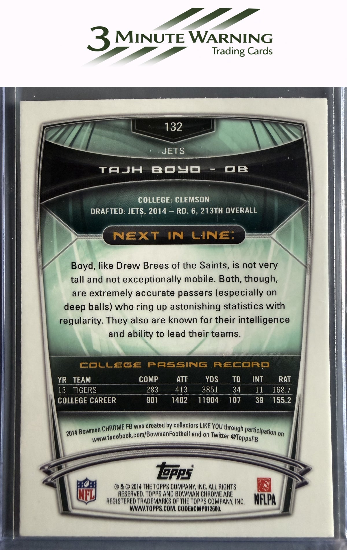 2014 Bowman Chrome #132 Tajh Boyd