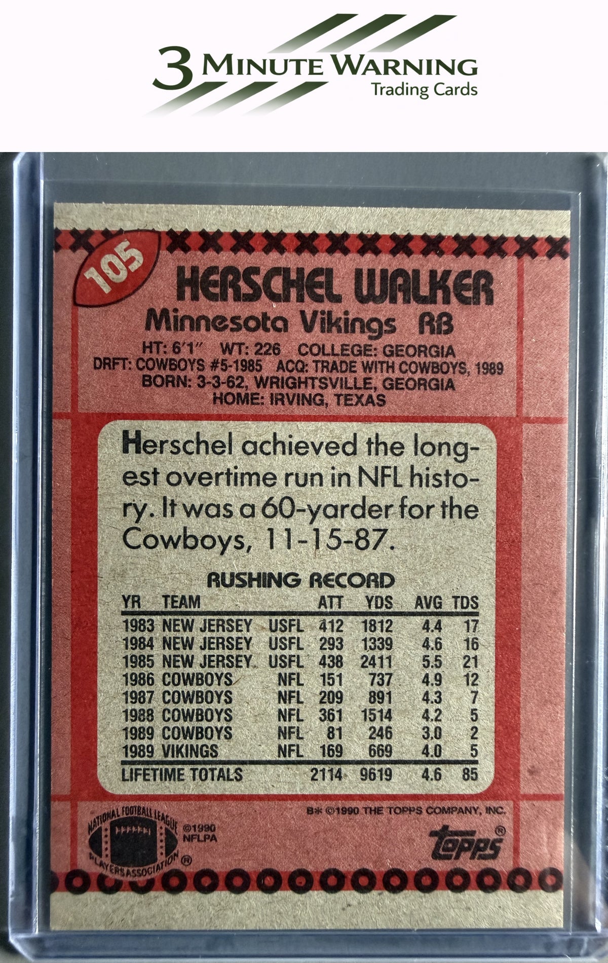 1990 Topps #105 Herschel Walker