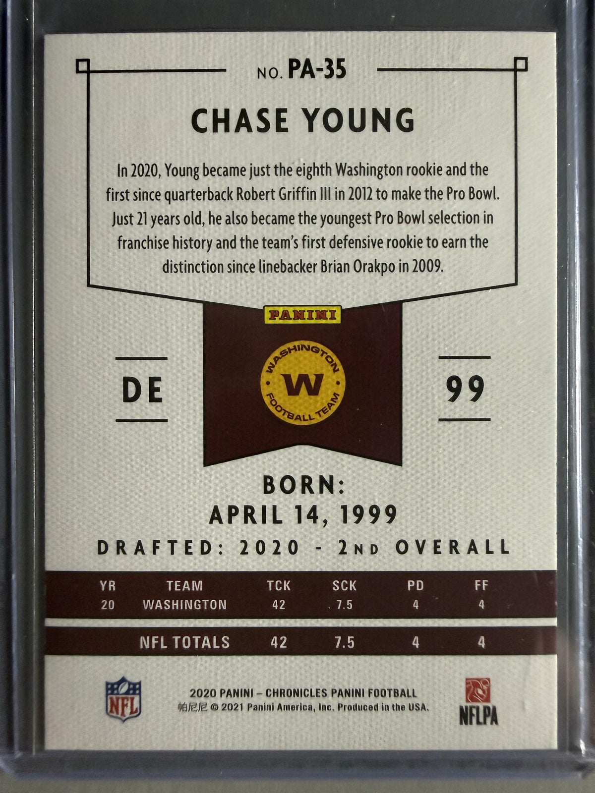 2020 Panini Chronicles #PA-35 Chase Young Panini