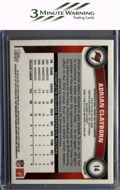 2011 Topps Chrome #14 Adrian Clayborn Orange Refractor
