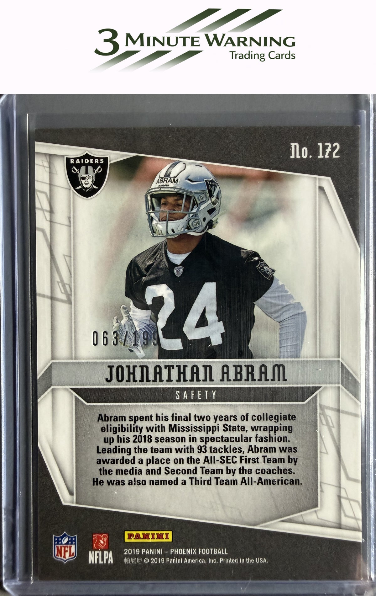 2019 Panini Phoenix #172 Johnathan Abram Pink #/199