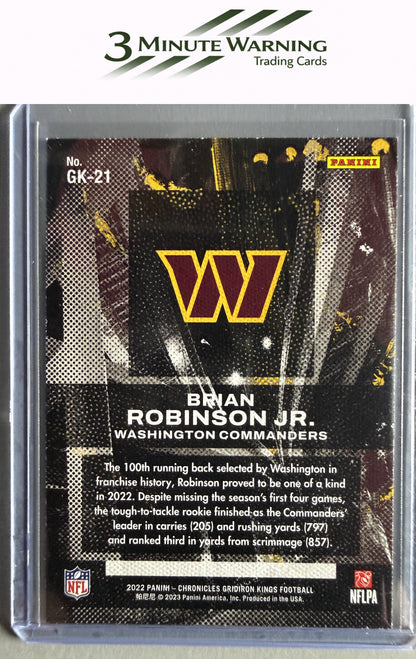 2022 Panini Chronicles #GK-21 Brian Robinson Jr. Gridiron Kings Teal
