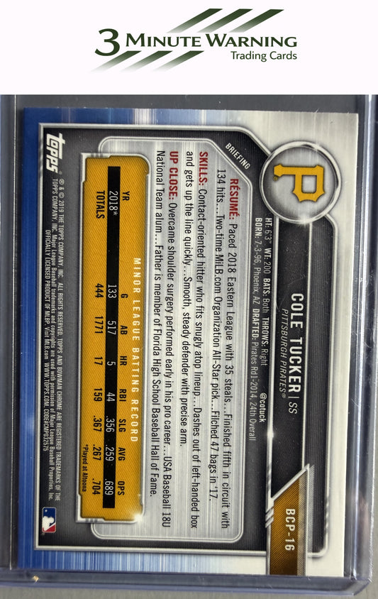 2019 Bowman #BCP-16 Cole Tucker Chrome Prospects